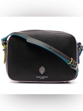 Kurt Geiger Black Crossbody with Multicolor Edge Trim